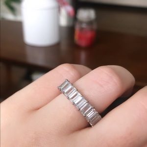 Cubic Zirconia Emerald Cut Eternity Ring Band